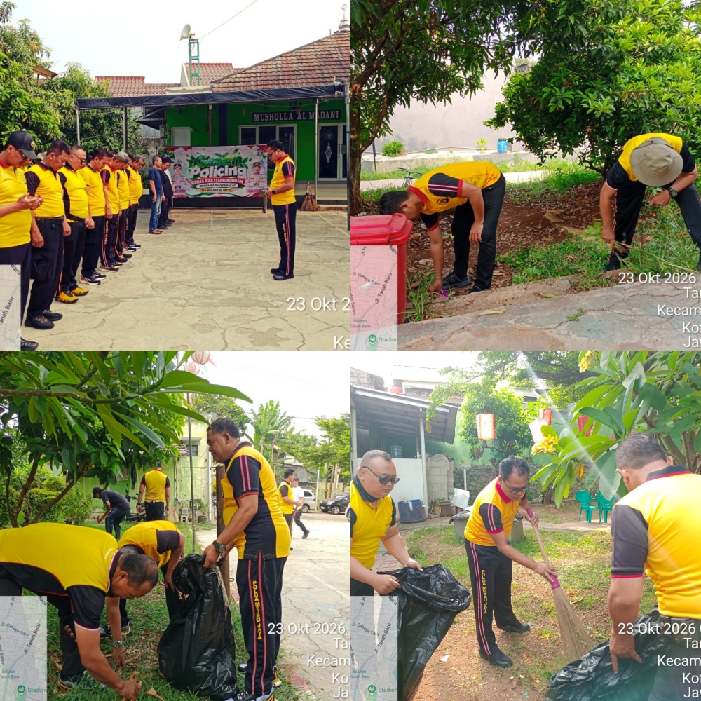 Polsek Beji Bersama Warga Green Putra Mandiri Gelar Kerja Bakti
